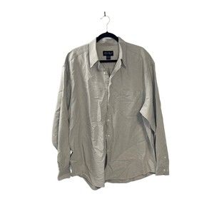 Eddie Bauer Mens Extra Large Tan Canvas Long Sleeve Button Up Shirt
